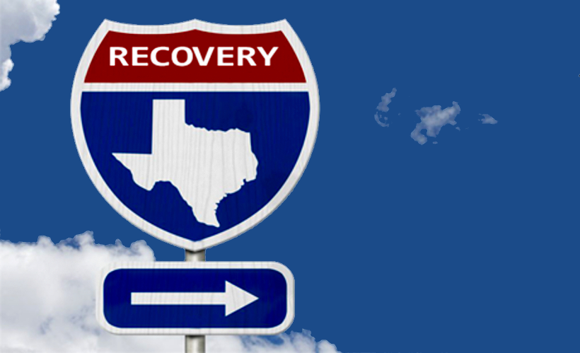 Texas sign pointing towards "Recovery"