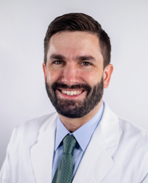 Man in white lab coat smiling and links to his CVs