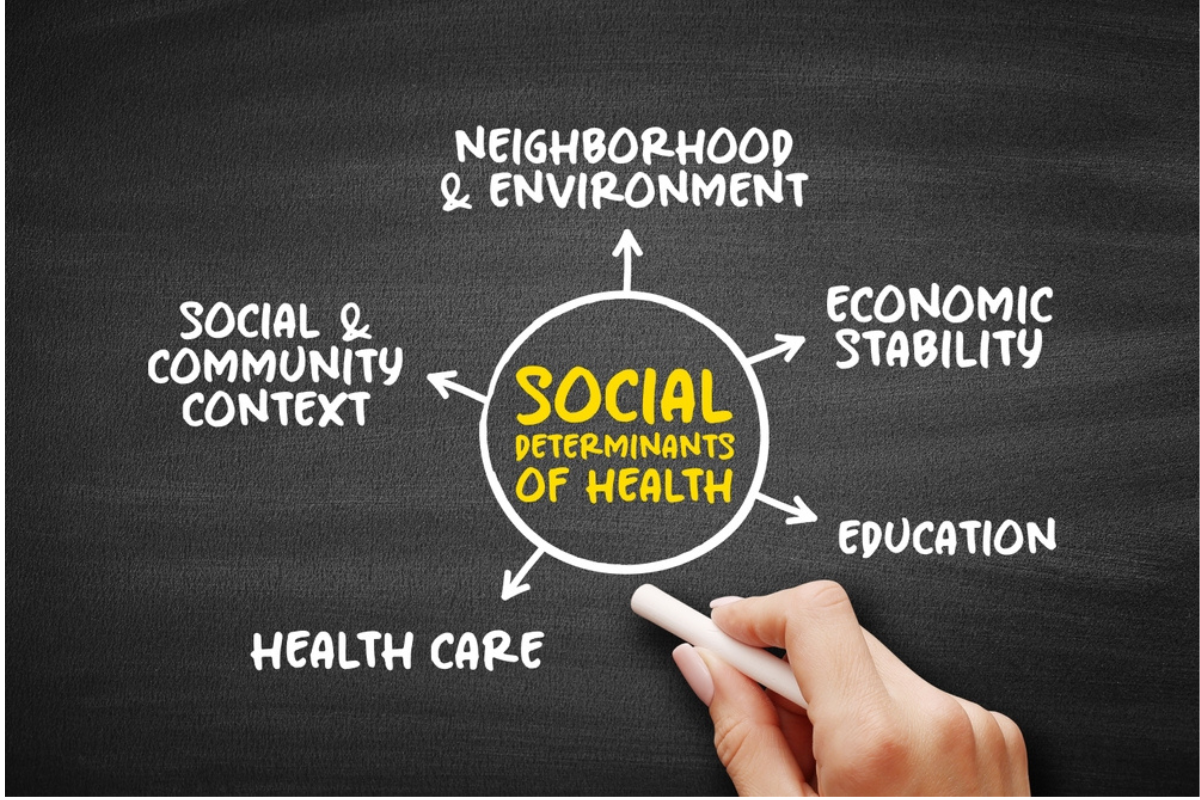 Chalkboard showing the Social Determinants of Health