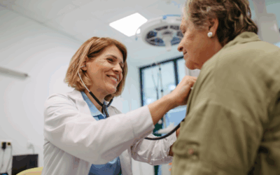 Woman doctor tending to patient