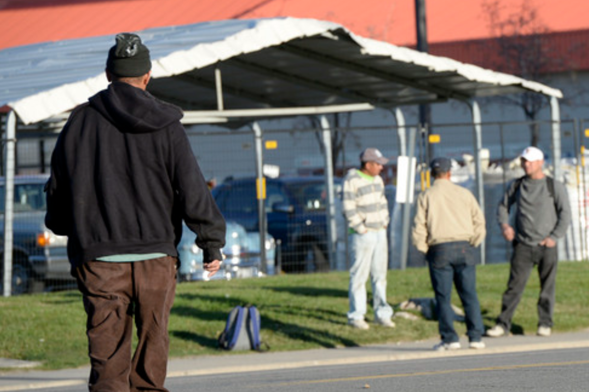 Day laborers waiting for jobs.